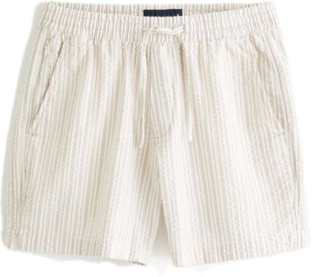Short en seersucker rayé beige