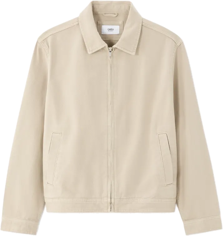 Blouson zippé en coton beige
