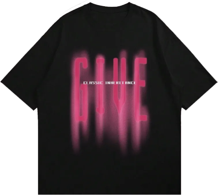 T-shirt oversize noir à imprimé rose fluo